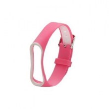 Mi band 3 4 Double Strip Pattern pink with white-min